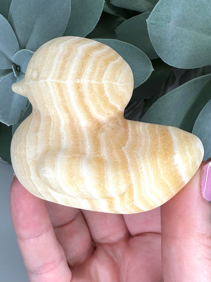 Orange Calcite Rubber Duck