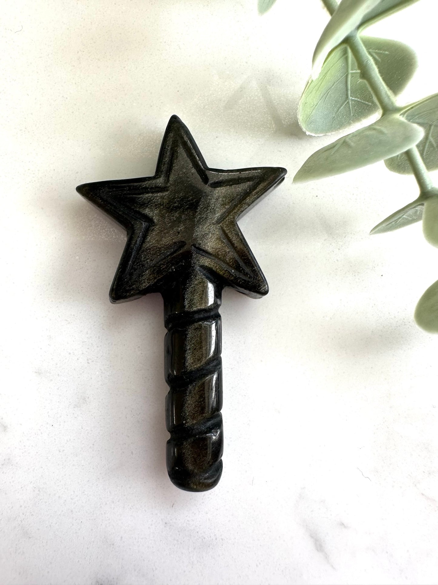 Gold Sheen Obsidian Star Wand