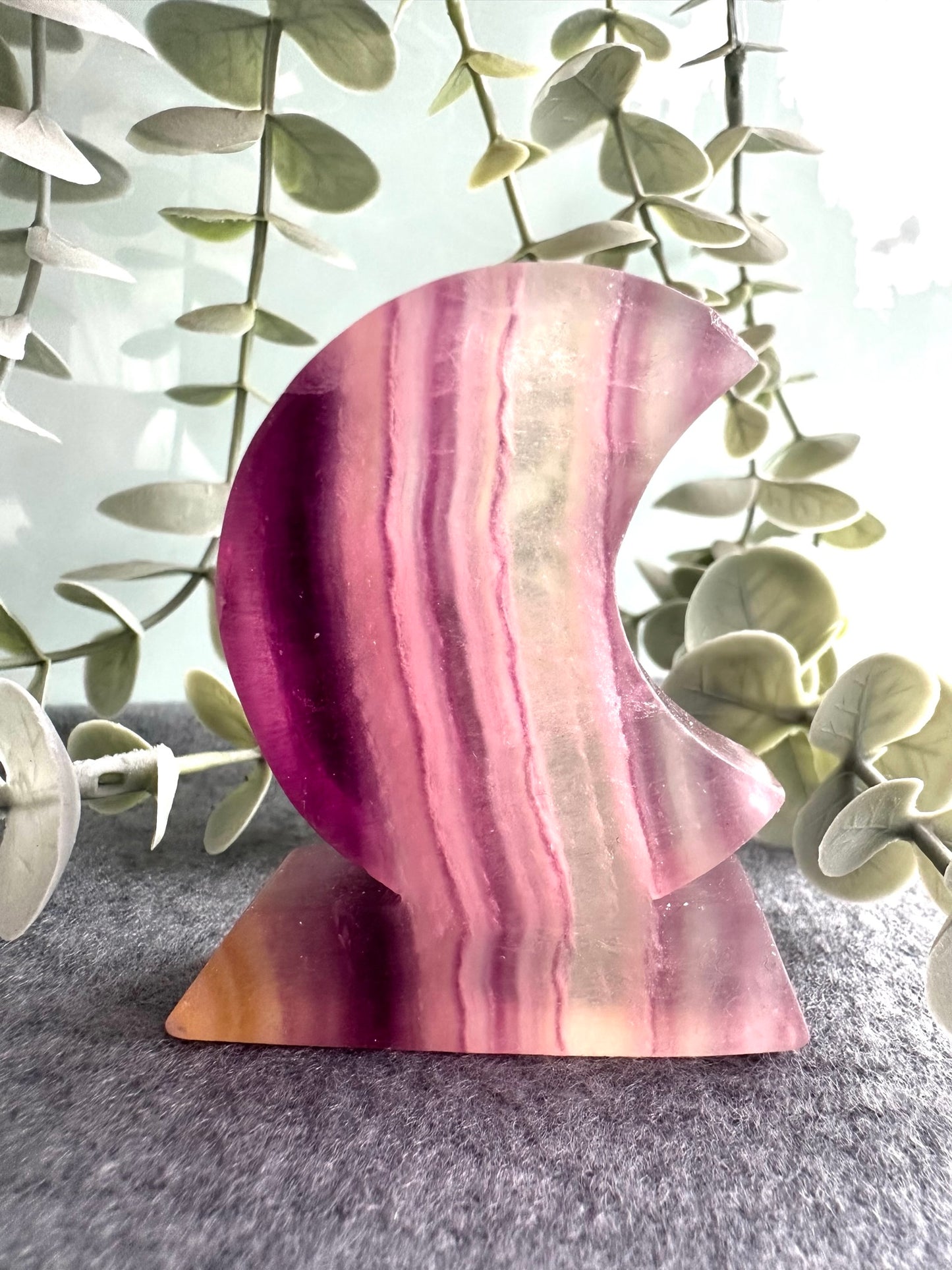 Fluorite Moon Standing Carving