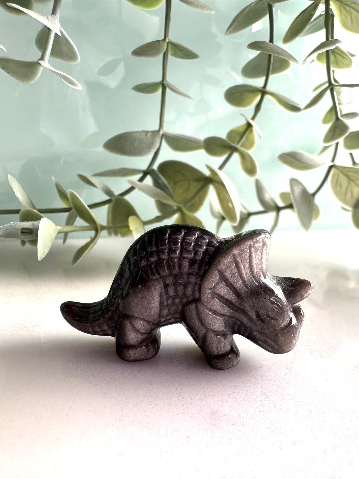 Silver Obsidian Dinosaur